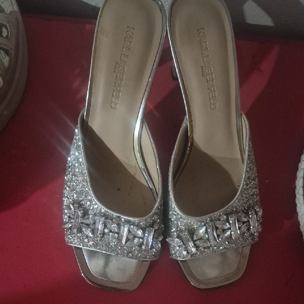 Karl Lagerfeld Glittering Silver Heels